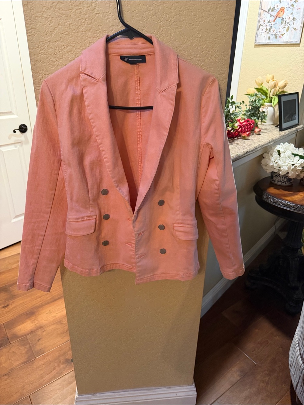 INC International Concepts Coral Pink Double-Breasted Blazer